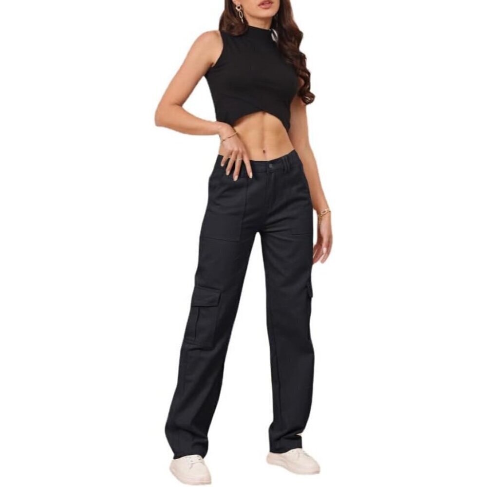 Women Cargo Pants High Waisted Casual Streetwear with 6 Pockets X-Large